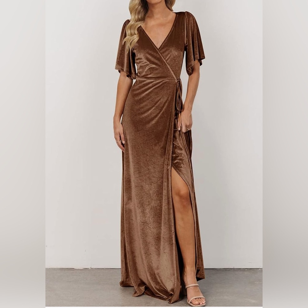 Elegant Brown Wrap Dress